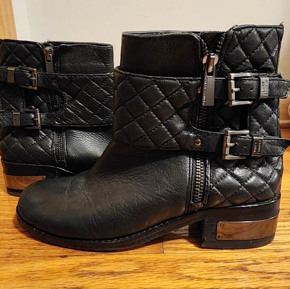 Vince Camuto Quilted Moto Leather Boots US 7M EU 37 - Picture 1 of 8